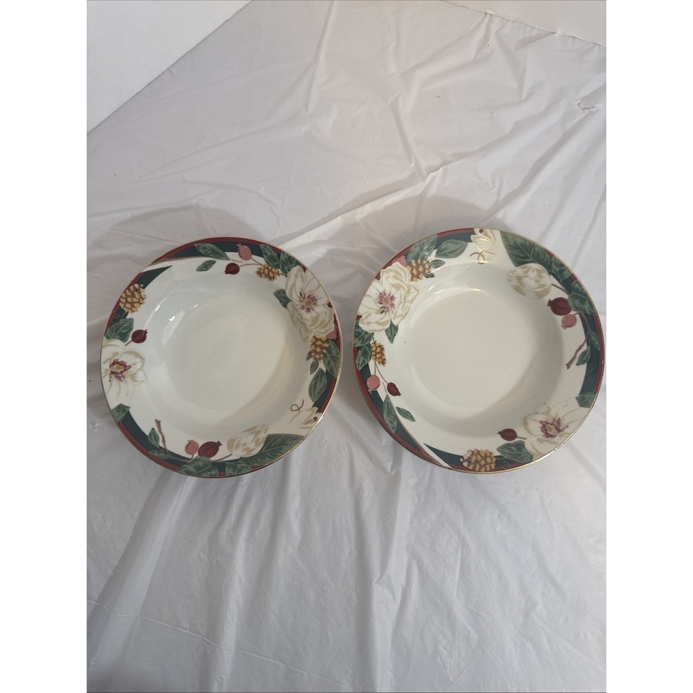 Vintage Tienshan Magnolia Fine China Bowl 8" Soup Salad Set Of 2 NEW